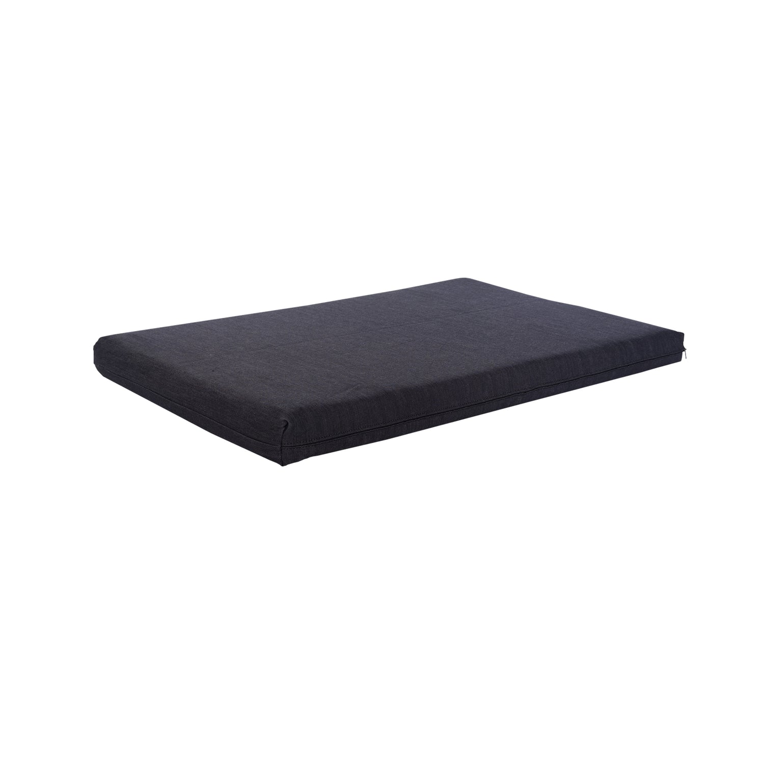 The Temperature Regulated Orthopedic Dog Bed is rectangular, dark gray, with a smooth fabric cover and gel-infused memory foam for comfort and support, displayed on a plain white background.