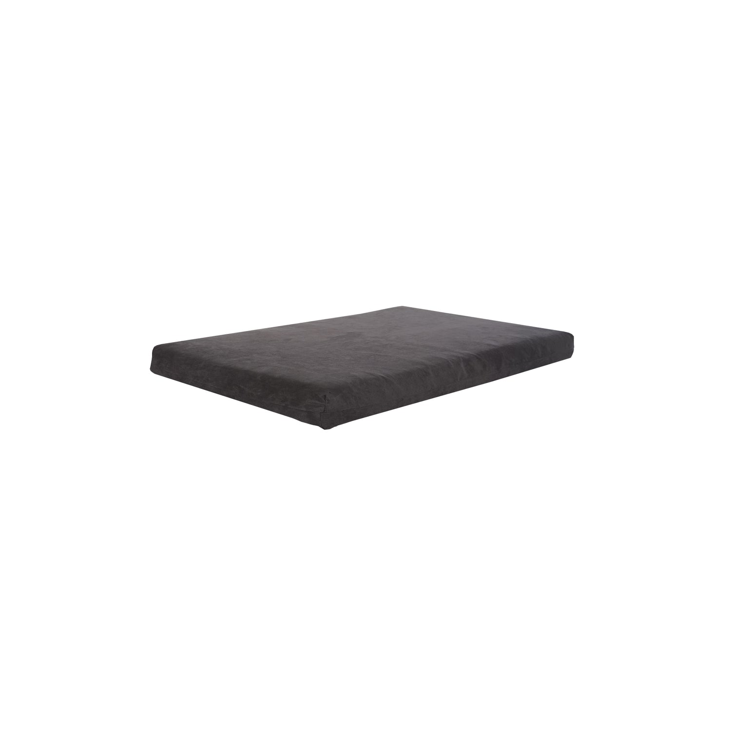 A rectangular, dark gray Temperature Regulated Orthopedic Dog Bed with a flat surface for comfort and support is shown against a plain white background.